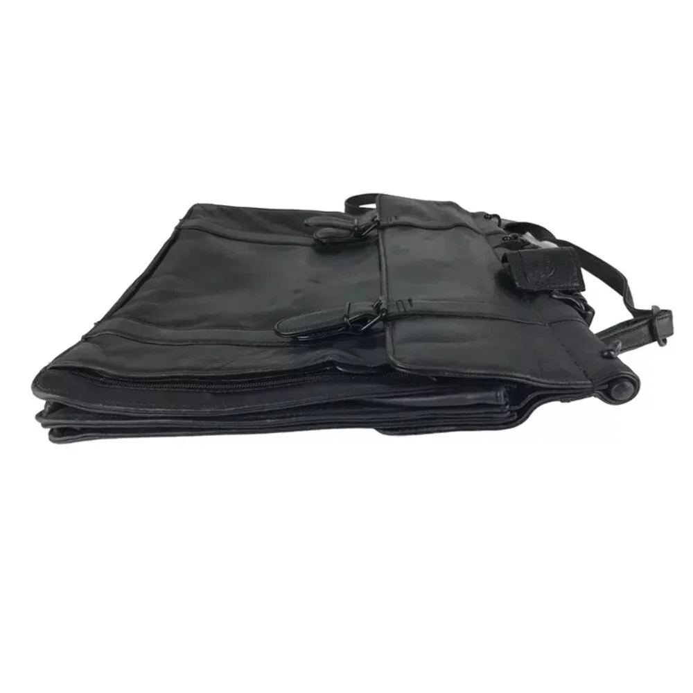 Mark Phillip Unisex Adults Black Full Grain Leather Briefcase Document Case Bag‎
